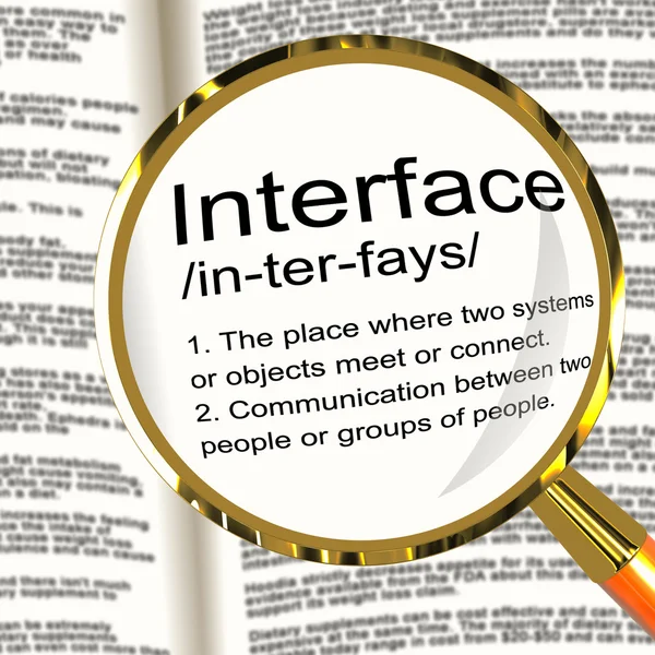 Interface Definition Magnifier Showing Control Connection And In — Stock Photo, Image