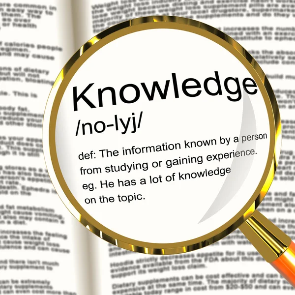 Kennis definitie Vergrootglas tonen van de informatie intelligentie — Stockfoto