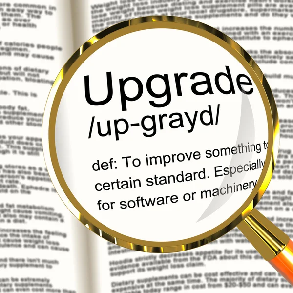 Upgrade definitie Vergrootglas tonen van software-update of installatie — Stockfoto