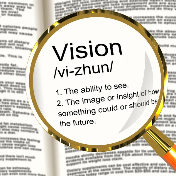 Μεγεθυντικός φακός ορισμό όραμα που δείχνει την όραση ή μελλοντικοί στόχοι — Φωτογραφία Αρχείου