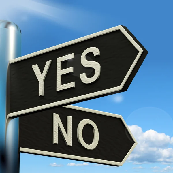 Yes No Signpost Showing Indecision Choosing And Dilemma — Stock Photo, Image