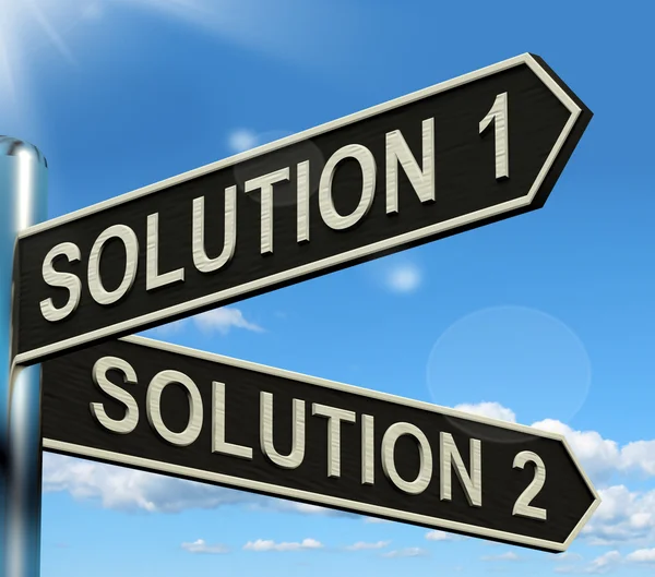 Solution 1 or 2 Choice Showing Strategy Options Or Solving — Stock Photo, Image