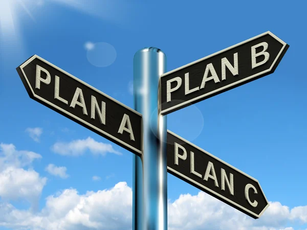 Plan b lub c wyświetlone wybór strategii zmiany lub dylemat — Zdjęcie stockowe