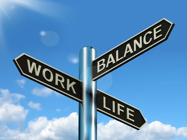 Trabajo Vida Equilibrio Señalización Mostrando carrera y ocio Armonía —  Fotos de Stock