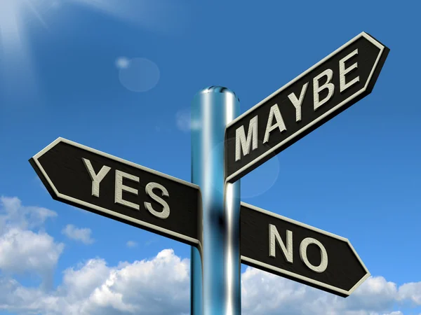 Yes No Maybe Signpost Shows Voting Decision Or Evaluation — Stock Photo, Image