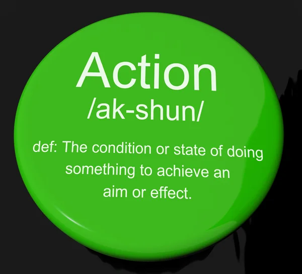 Action Definition Button Showing Acting Or Proactive — Stock Photo, Image