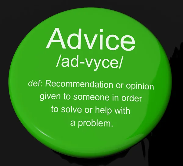 Advice Definition Button Showing Recommendation Help And Support — Stock Photo, Image