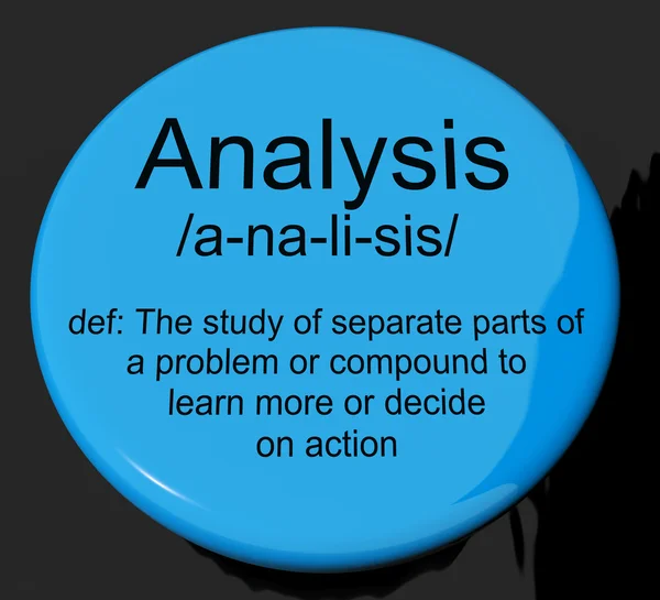Analiza definicji przycisk wyświetlone dociekliwe badania lub badania — Zdjęcie stockowe