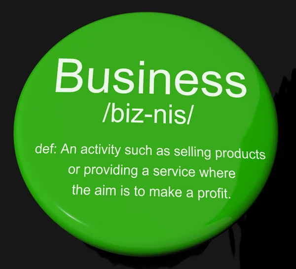 Business Definition Button Showing Commerce Trade Or Company — Stock Photo, Image