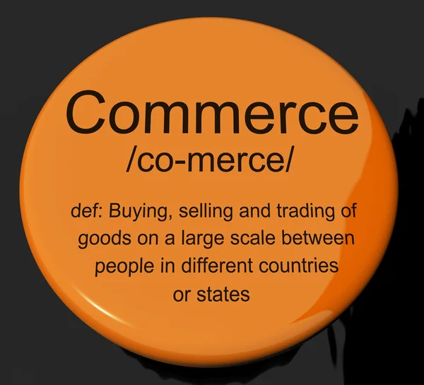 Botón de definición de comercio que muestra el comercio de compra y venta —  Fotos de Stock