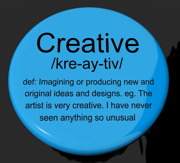 Kreativa definition knappen visar ursprungliga idéer eller konstnärliga de — Stockfoto