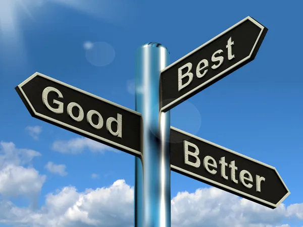 Good Better Best Signpost Representing Ratings And Improvements — Stock Photo, Image
