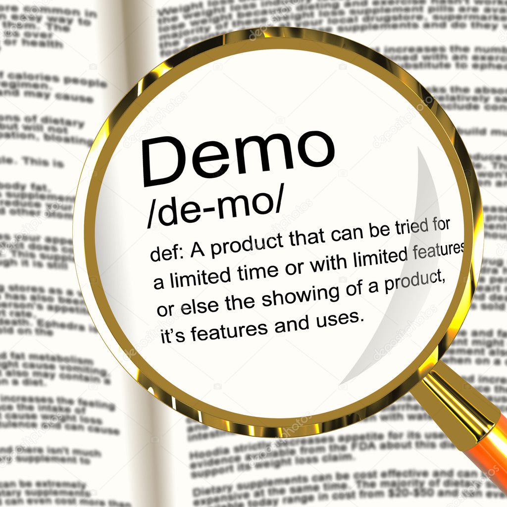 Demo Definition Magnifier Showing Demonstration Of Software Appl