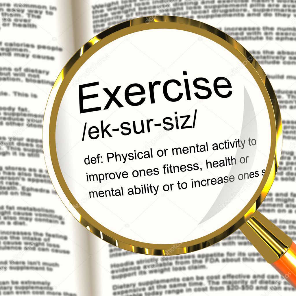 Exercise Definition Magnifier Showing Fitness Activity And Worki