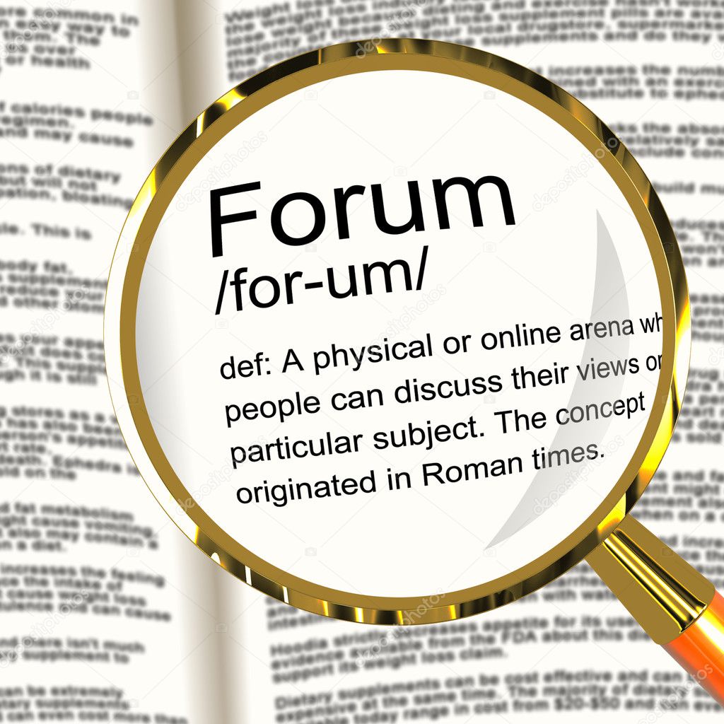 Forum Definition Magnifier Showing A Place Or Online Arena For D