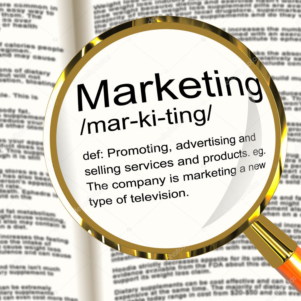 Marketing Definition Magnifier Showing Promotion Sales And Adver