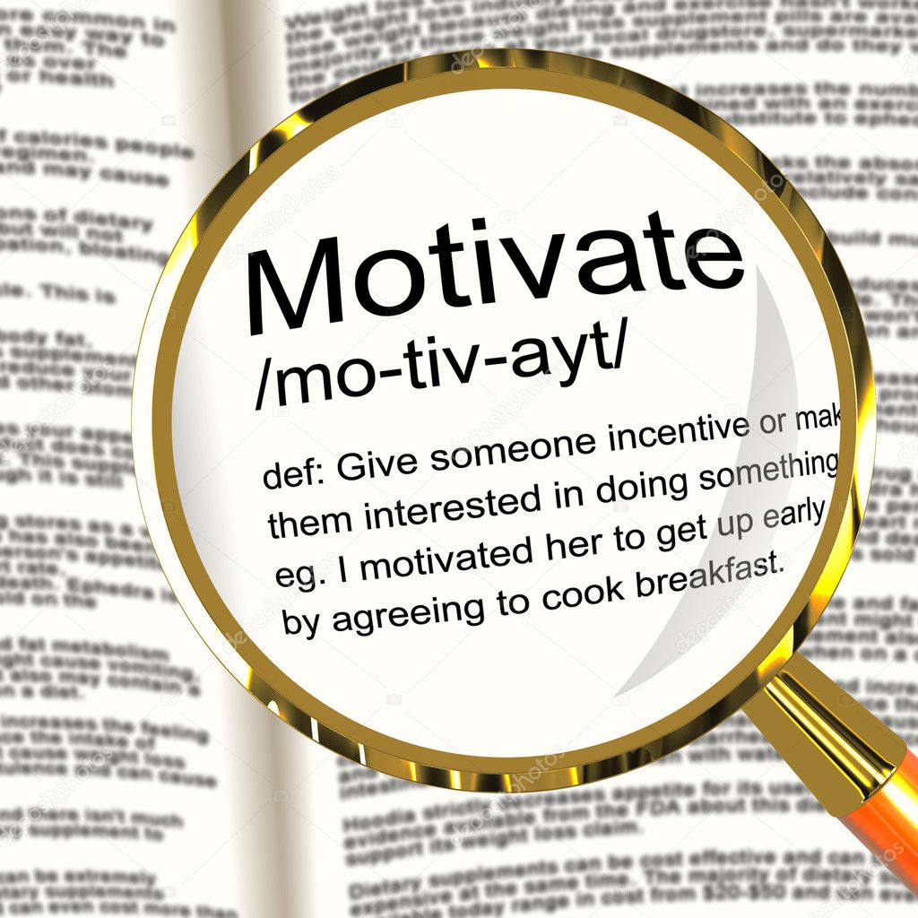 Motivate Definition Magnifier Showing Positive Encouragement Or
