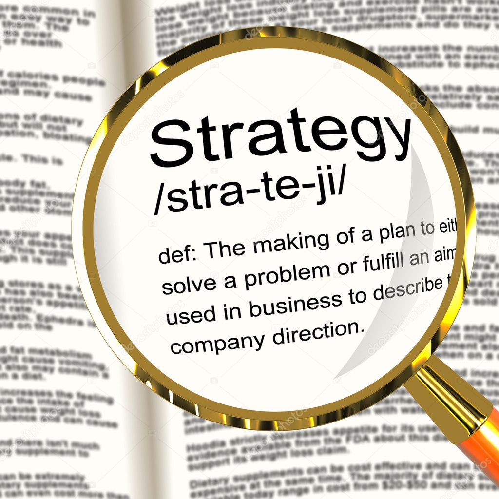 Strategy Definition Magnifier Showing Planning Organization And