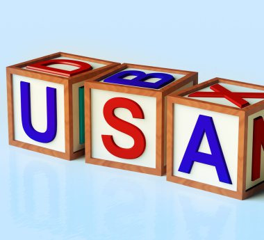 ABD Amerika ve Yurtseverlik simgesi olarak yazım blokları