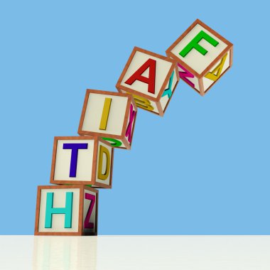 Blocks Spelling Faith Falling Over As Symbol for Lack Of Trust clipart