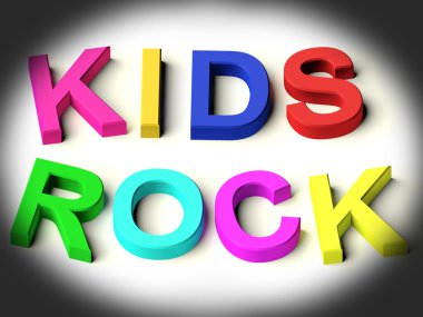 Letters Spelling Kids Rock As Symbol for Childhood And Children clipart