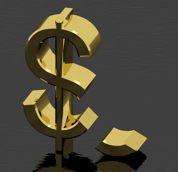 Broken Dollar Representing Inflation Or Economic Failure — Stock Photo, Image