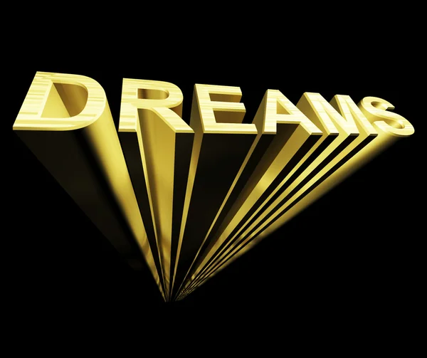 Drömmar text i guld och 3d som symbol för fantasi och önskar — Stockfoto