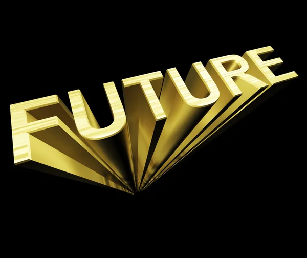 Zukünftiger Text in Gold und 3D als Symbol für Verbesserung und Chancen — Stockfoto