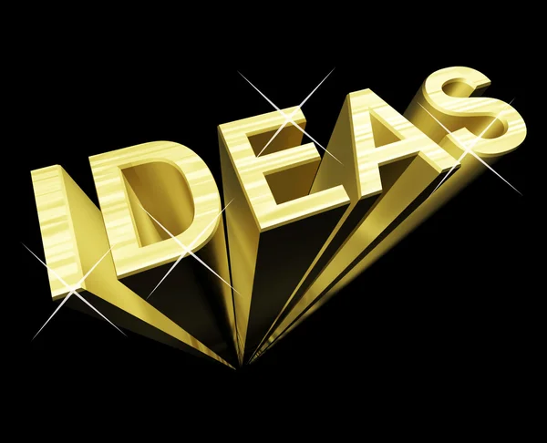 Ιδέες κείμενο σε χρυσό και 3d ως σύμβολο για σκέψη και έμπνευση — Φωτογραφία Αρχείου
