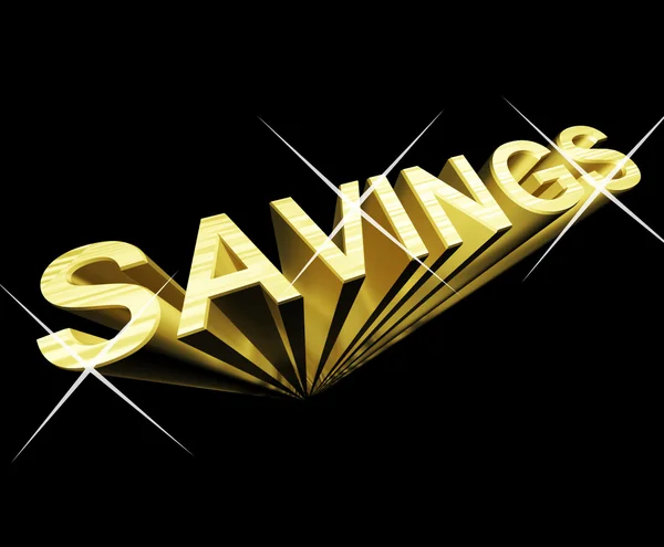 Texto de ahorro en oro y 3d como símbolo de inversión y riqueza — Foto de Stock