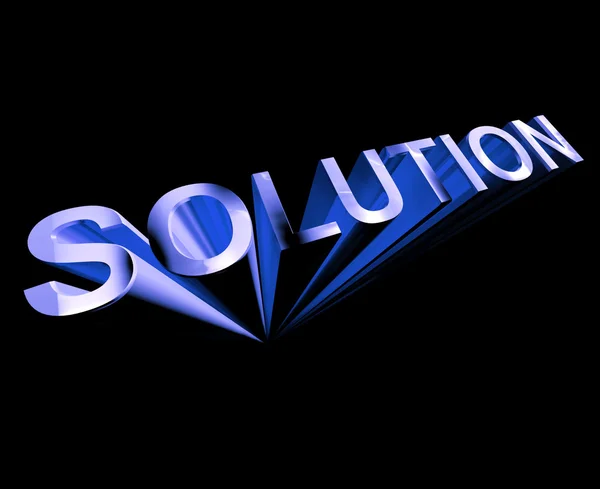 Texto de solução em azul e 3d como símbolo para ideias e estratégia — Fotografia de Stock
