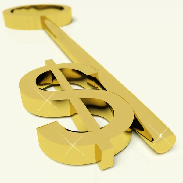 Chave com o sinal do dólar como símbolo para o dinheiro ou a riqueza — Fotografia de Stock