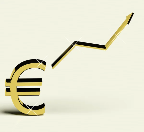ユーロ通貨記号と収益または利益のための記号と矢印 — ストック写真
