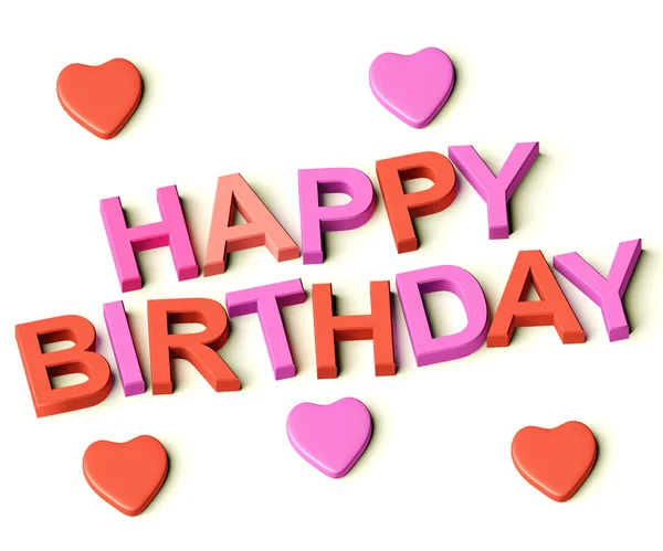 Cartas Ortografía Feliz Cumpleaños Con Corazones Como Símbolo para Celebr — Foto de Stock