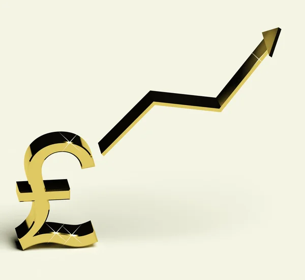 Pound Sign And Up Arrow As Symbol For Earnings Or Profit — Stock Photo, Image