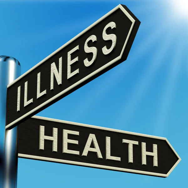Illness Or Health Directions On A Signpost — Stock Photo, Image