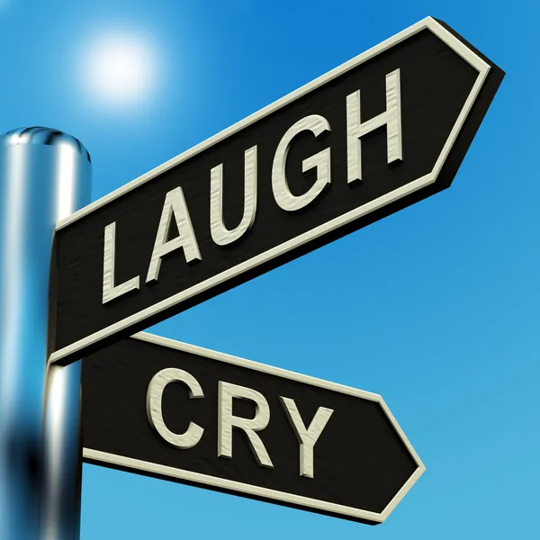 Laugh Or Cry Directions On A Signpost — Stock Photo, Image
