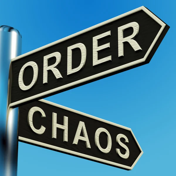 Order Or Chaos Directions On A Signpost — Stock Photo, Image