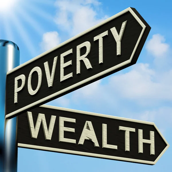 Poverty Or Wealth Directions On A Signpost — Stock Photo, Image