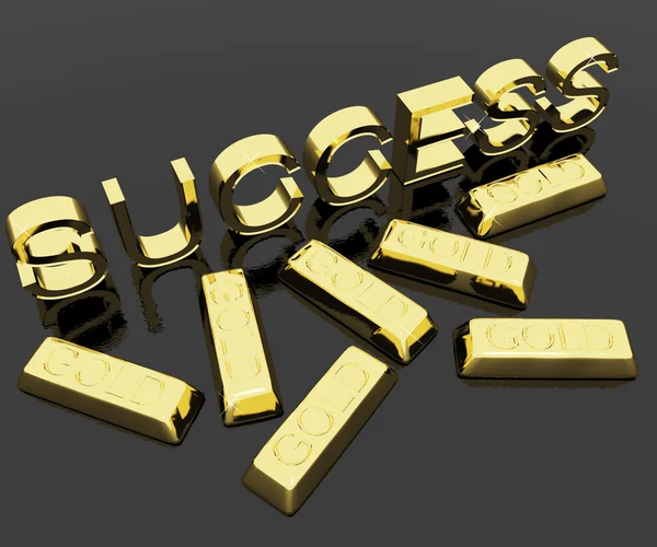 Success Text And Gold Bars As Symbol Of Winning And Victory — Stock Photo, Image