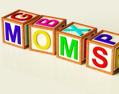 Annelik ve ebeveynlik için sembolü olarak anneler yazımı blok çocuklar