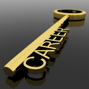 Career Text On A Gold Key With Black Background As Symbol Of New clipart