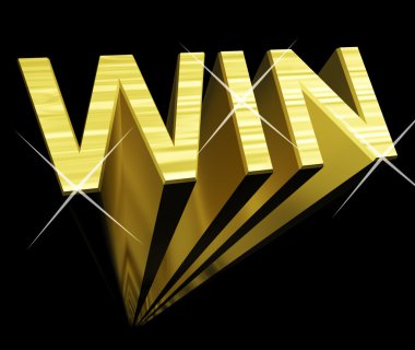 Win Text In Gold And 3d As Symbol For Success And Victory clipart