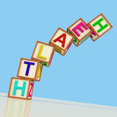 Blocks Spelling Health Falling Over As Symbol for Healthcare Or clipart