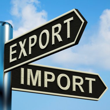 Export Or Import Directions On A Signpost clipart