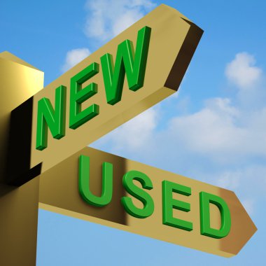 New Or Used Directions On A Signpost clipart