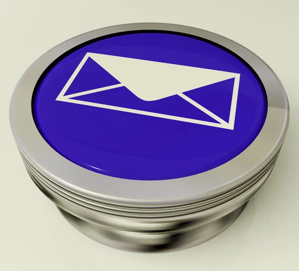 Botão metálico do ícone do email para enviar a mensagem sobre o Internet — Fotografia de Stock