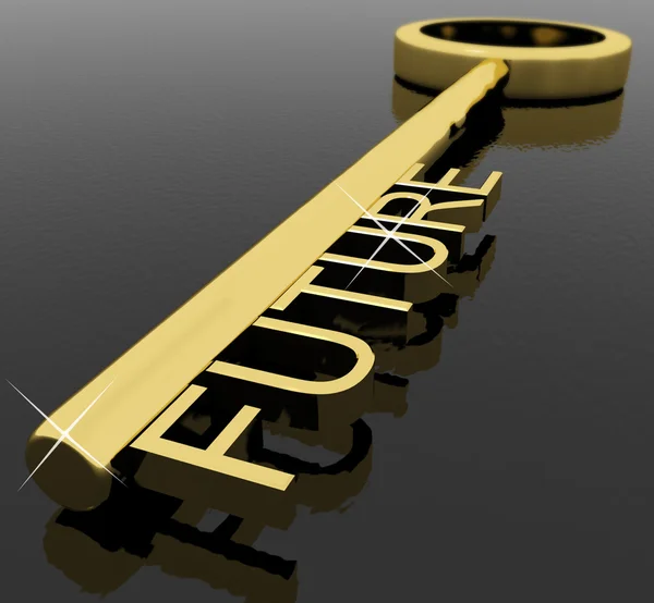 Schlüssel mit zukünftigem Text als Symbol für Schicksal oder Ziel — Stockfoto