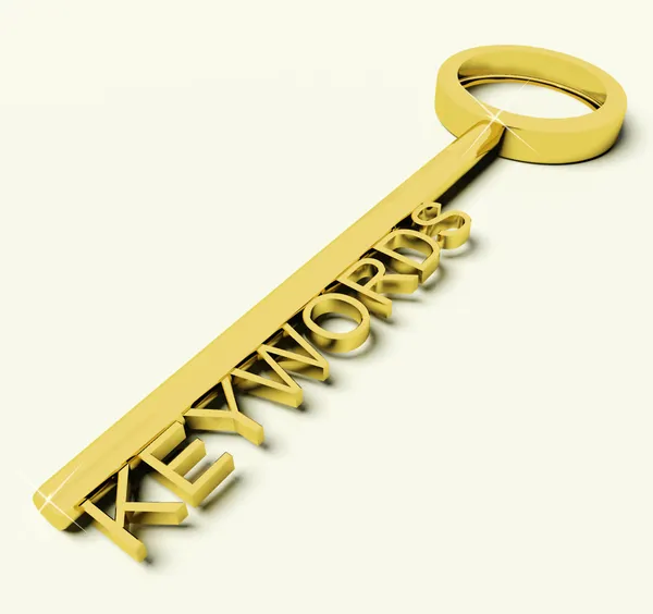 Sleutel met trefwoorden tekst als symbool voor seo of zoeken — Stockfoto