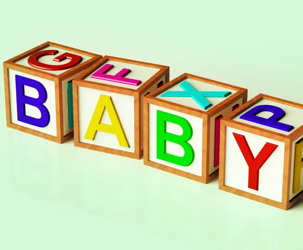 Crianças bloqueiam o bebê ortográfico como símbolo para bebês e infância — Fotografia de Stock